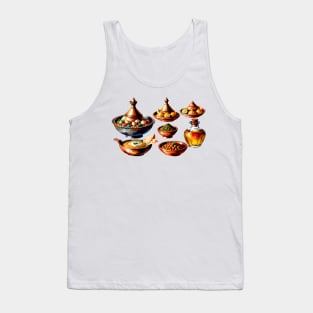 Moroccan Cuisine Food Kitchen in vibrant vector style Tank Top